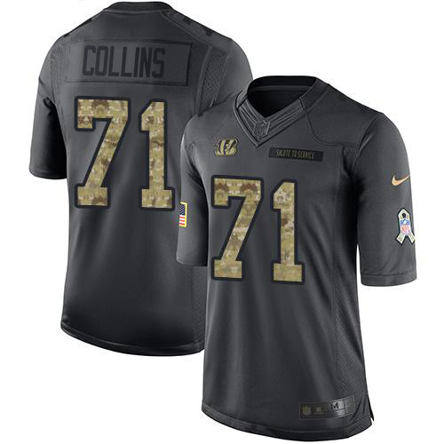 Bengals #71 La'el Collins Black Youth Stitched Limited 2016 Salute To Service Jersey