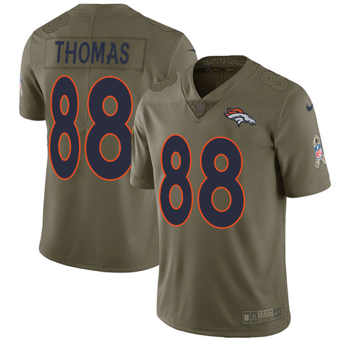 Denver Broncos #88 Demaryius Thomas Olive Men's Stitched Limited 2017 Salute to Service Jersey Men's