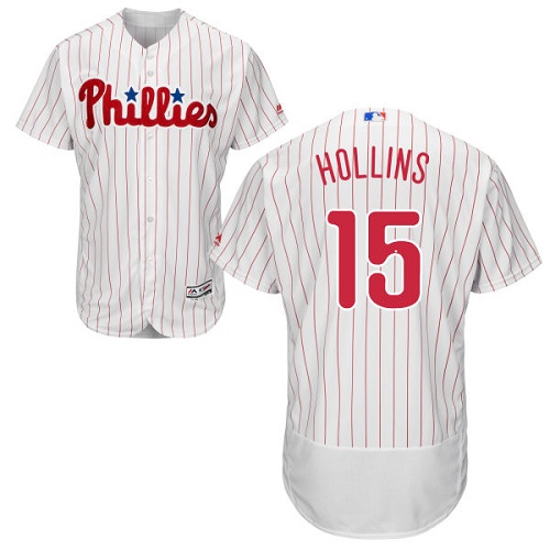Philadelphia Phillies #15 Dave Hollins White(Red Strip) Flexbase Authentic Collection Stitched Jersey Men's