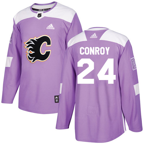Adidas Calgary Flames #24 Craig Conroy Purple Authentic Fights Cancer Stitched Jersey Men's