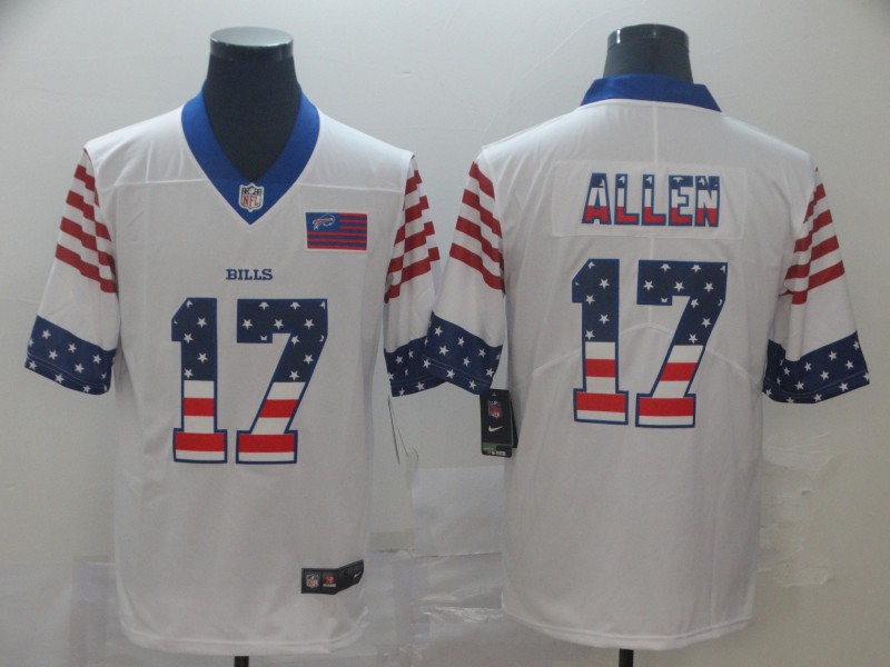 Buffalo Bills #17 Josh Allen White Men's Team Logo USA Flag Vapor Untouchable Limited Jersey