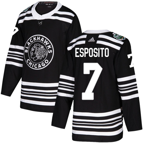 Adidas Chicago Blackhawks #7 Tony Esposito Black Authentic 2019 Winter Classic Stitched Jersey Men's