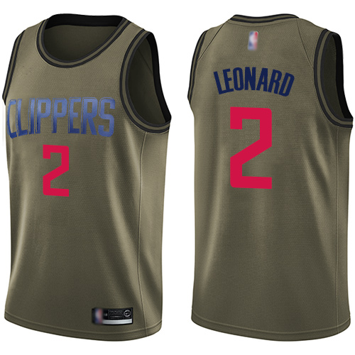 Los Angeles Clippers #2 Kawhi Leonard Green Salute to Service Youth Swingman Jersey Youth