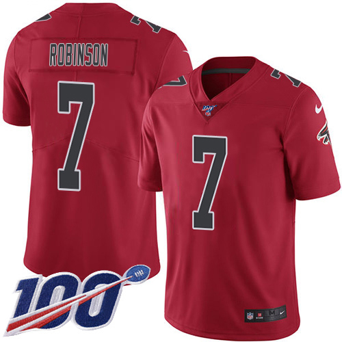 Falcons #7 Bijan Robinson Red Stitched Youth Limited Rush 100th Season Jersey