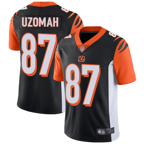 Cincinnati Bengals #87 C.J. Uzomah Black Team Color Youth Stitched 100th Season Vapor Limited Jersey Youth