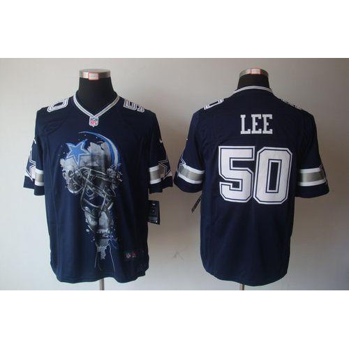 Dallas Cowboys #50 Sean Lee Navy Blue Team Color Men's Stitched Helmet Tri-Blend Limited Jersey Men's