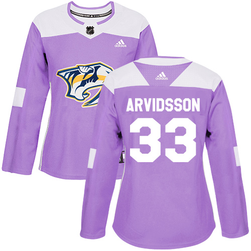 Adidas Nashville Predators #33 Viktor Arvidsson Purple Authentic Fights Cancer Women's Stitched Jersey Womens