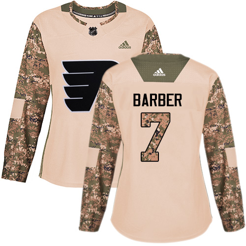 Adidas Philadelphia Flyers #7 Bill Barber Camo Authentic 2017 Veterans Day Women's Stitched Jersey Womens