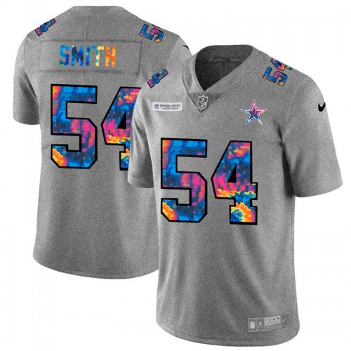 Dallas Dallas Cowboys #54 Jaylon Smith Men's Multi-Color 2020 Crucial Catch Jersey Greyheather Men's