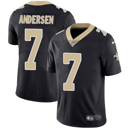 New Orleans Saints #7 Morten Andersen Black Team Color Men's Stitched Vapor Untouchable Limited Jersey Men's