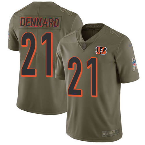 Cincinnati Bengals #21 Darqueze Dennard Olive Men's Stitched Limited 2017 Salute To Service Jersey Men's