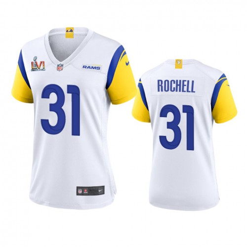 Los Angeles Los Angeles Rams #31 Robert Rochell Women's Super Bowl LVI Patch Alternate Game Jersey - White Womens