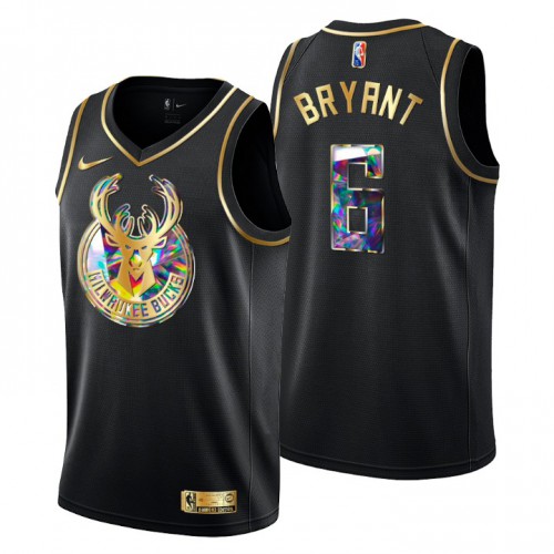 Milwaukee Milwaukee Bucks #6 Elijah Bryant Mens Golden Edition Diamond Logo 2021/22 Swingman Jersey - Black Mens