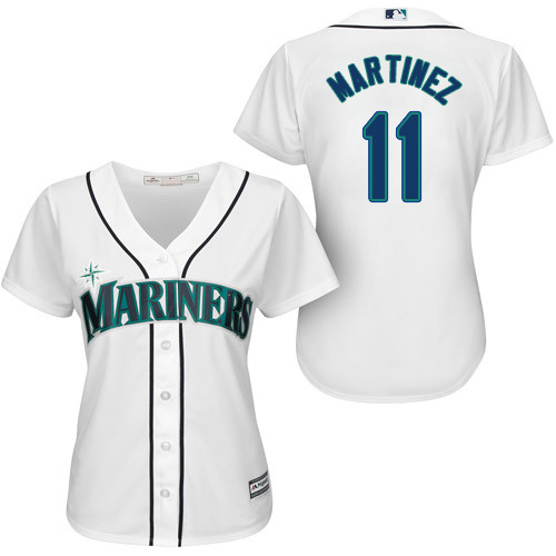 Seattle Mariners #11 Edgar Martinez White Home Women's Stitched Jersey Womens