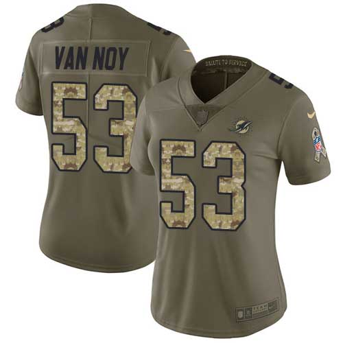 Miami Dolphins #53 Kyle Van Noy Olive/Camo Women's Stitched Limited 2017 Salute To Service Jersey Womens
