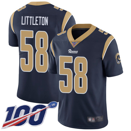 Los Angeles Rams #58 Cory Littleton Navy Blue Team Color Men's Stitched 100th Season Vapor Limited Jersey Men's