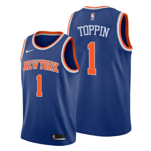 New York Knicks #1 Obi Toppin Blue Womens Swingman Icon Edition Jersey Womens
