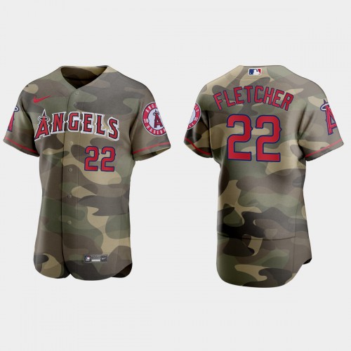 Los Angeles Los Angeles Angels #22 David Fletcher Men's 2021 Armed Forces Day Authentic Jersey -Camo Men's