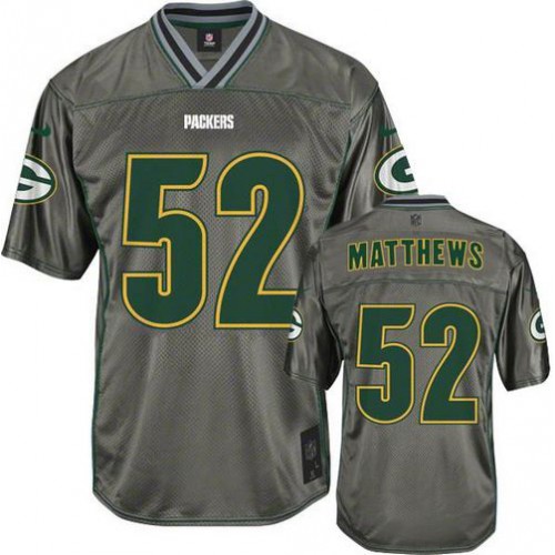 Green Bay Packers #52 Clay Matthews Grey Youth Stitched Elite Vapor Jersey Youth
