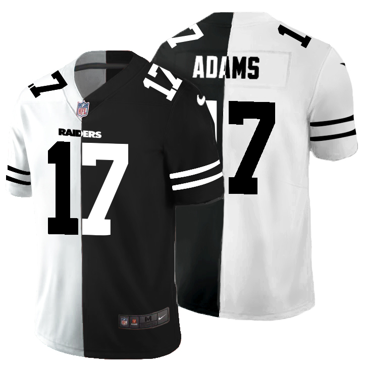 Raiders #17 Davante Adams Men's Black V White Peace Split Vapor Untouchable Limited Jersey
