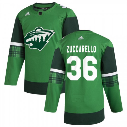 Minnesota Minnesota Wild #36 Mats Zuccarello Men's Adidas 2020 St. Patrick's Day Stitched Jersey Green.jpg.jpg Men's