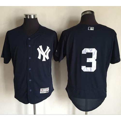 New York Yankees #3 Babe Ruth Navy Blue Flexbase Authentic Collection Stitched Jersey Men's