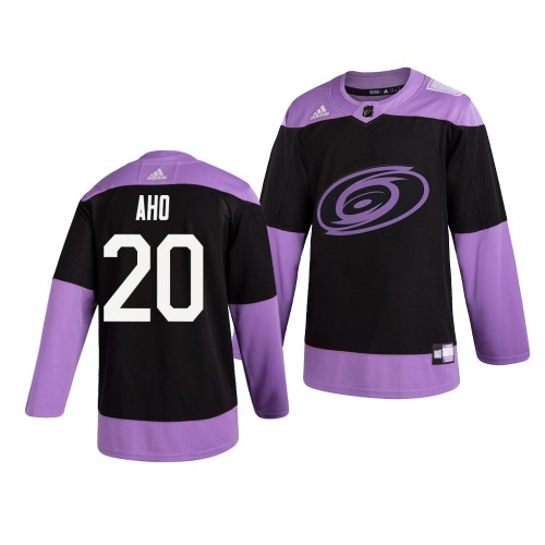Carolina Carolina Hurricanes #20 Sebastian Aho Adidas Men's Hockey Fights Cancer Practice Jersey Black Men's