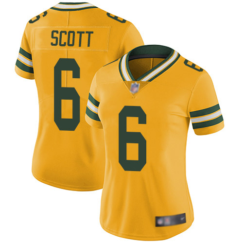 Green Bay Packers #6 JK Scott Yellow Women's Stitched Limited Rush Jersey Womens