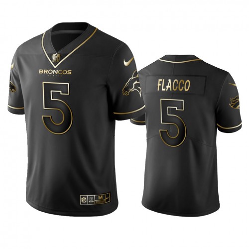 Denver Broncos #5 Joe Flacco Men's Stitched Vapor Untouchable Limited Black Golden Jersey Men's