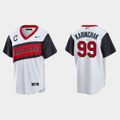 Cleveland Guardians #99 James Karinchak Men's White 2021 Little League Class Game Jersey Men's