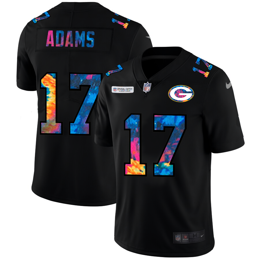 Green Bay Packers #17 Davante Adams Men's Multi-Color Black 2020 Crucial Catch Vapor Untouchable Limited Jersey