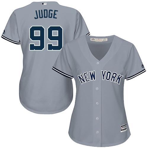 New York Yankees #99 Aaron Judge Grey Road Women's Stitched Jersey Womens