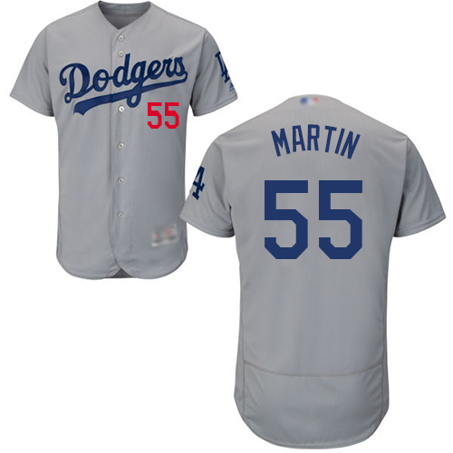 Los Angeles Dodgers #55 Russell Martin Grey Flexbase Authentic Collection Stitched Jersey Men's