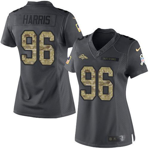 Denver Broncos #96 Shelby Harris Black Women's Stitched Limited 2016 Salute to Service Jersey Womens