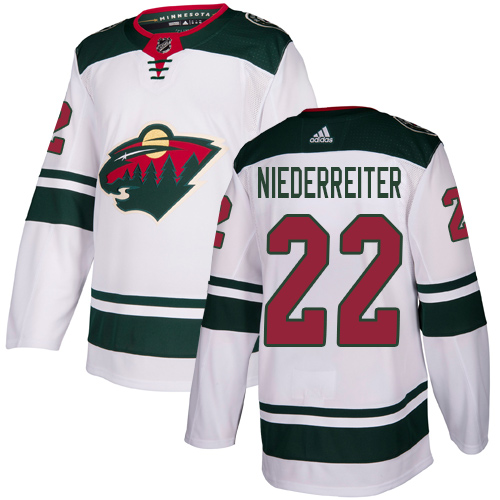Adidas Minnesota Wild #22 Nino Niederreiter White Road Authentic Stitched Youth Jersey Youth