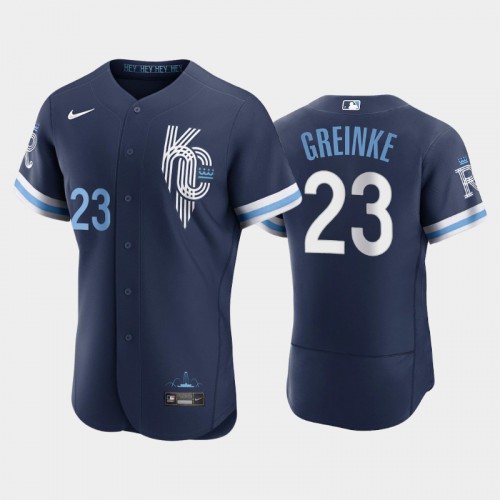 Kansas City Kansas City Royals #23 Zack Greinke Men's Authentic 2022 City Connect Navy Jersey Men's