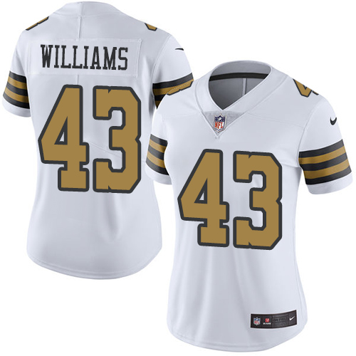 New Orleans Saints #43 Marcus Williams White Women's Stitched Limited Rush Jersey Womens