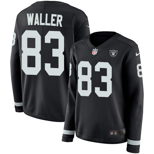 Raiders #83 Darren Waller Navy Blue Team Color Women's Stitched Limited Therma Long Sleeve Jersey