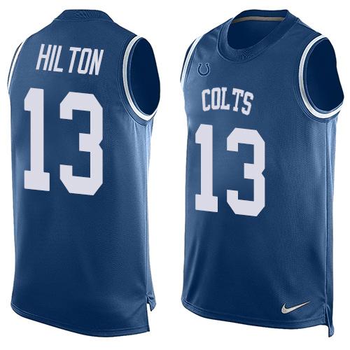 Colts #13 T.Y. Hilton Royal Blue Team Color Men's Stitched Limited Tank Top Jersey
