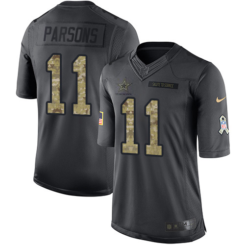 Cowboys #11 Micah Parsons Black Men's Stitched Limited 2016 Salute To Service Jersey