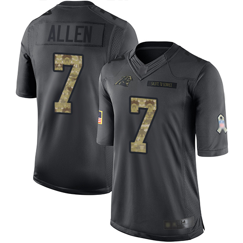 Carolina Panthers #7 Kyle Allen Black Men's Stitched Limited 2016 Salute to Service Jersey Men's