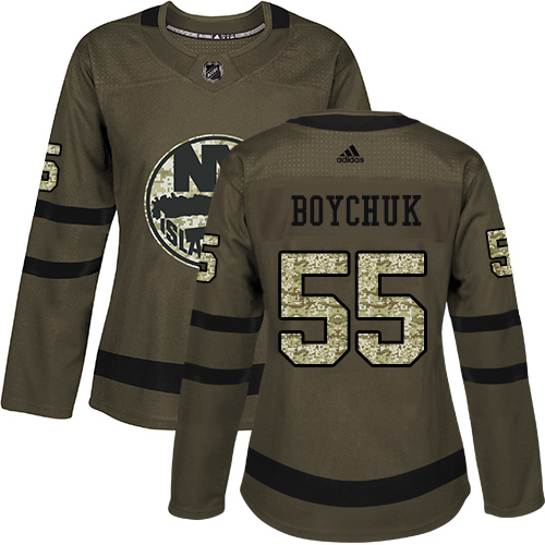 Adidas New York Islanders #55 Johnny Boychuk Green Salute to Service Women's Stitched Jersey Womens