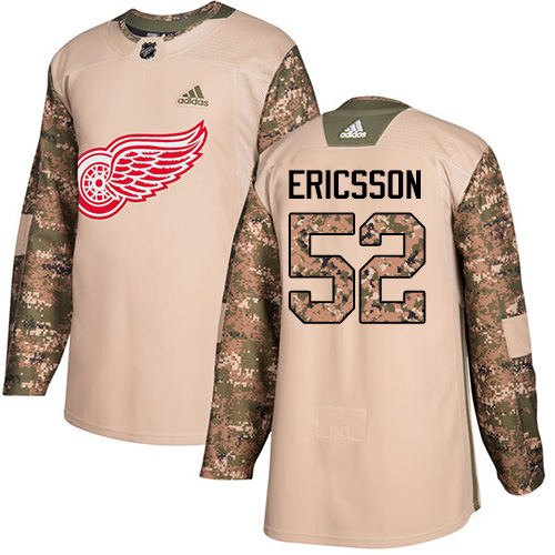 Adidas Detroit Red Wings #52 Jonathan Ericsson Camo Authentic 2017 Veterans Day Stitched Jersey Men's