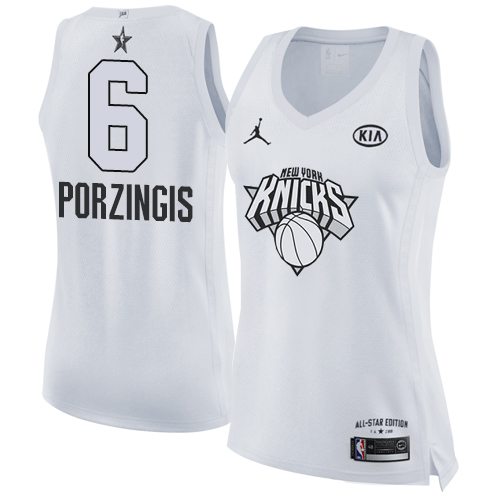 New York Knicks #6 Kristaps Porzingis White Womens Jordan Swingman 2018 All-Star Game Jersey Womens
