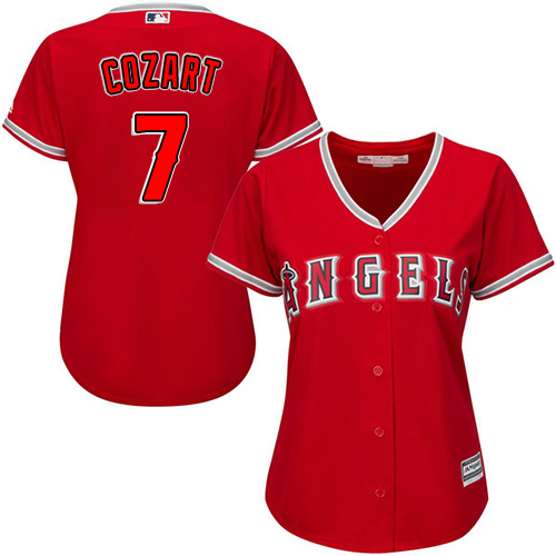 Los Angeles Angels #7 Zack Cozart Red Alternate Women's Stitched Jersey Womens