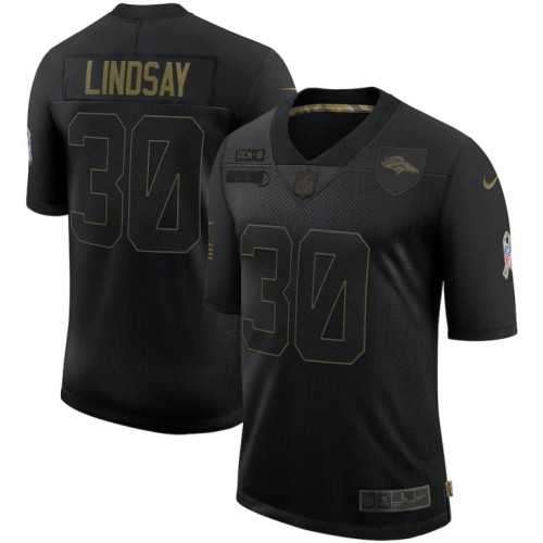 Denver Denver Broncos #30 Phillip Lindsay 2020 Salute To Service Limited Jersey Black Men's