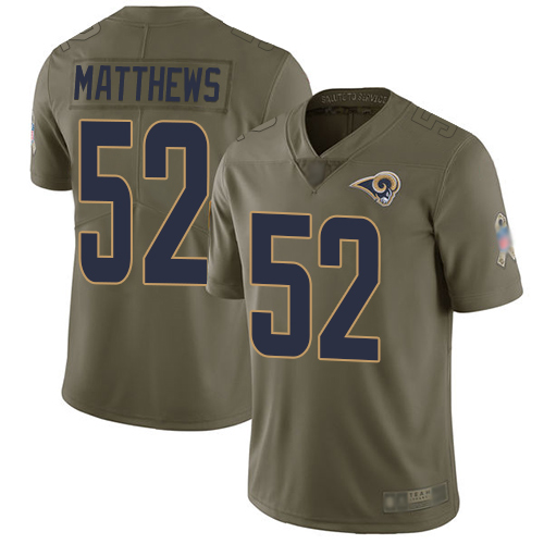 Los Angeles Rams #52 Clay Matthews Olive Youth Stitched Limited 2017 Salute to Service Jersey Youth