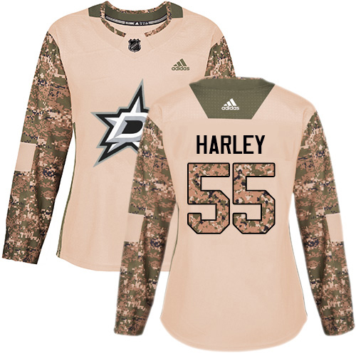 Adidas Dallas Stars #55 Thomas Harley Camo Authentic 2017 Veterans Day Women's Stitched Jersey Womens