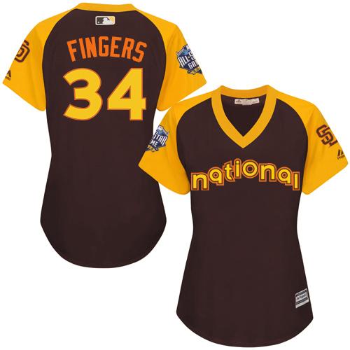 San Diego Padres #34 Rollie Fingers Brown 2016 All-Star National League Women's Stitched Jersey Womens