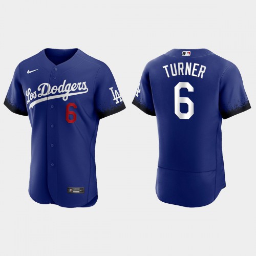 Los Angeles Los Angeles Dodgers #6 Trea Turner Men's 2021 City Connect Authentic Jersey Royal Men's